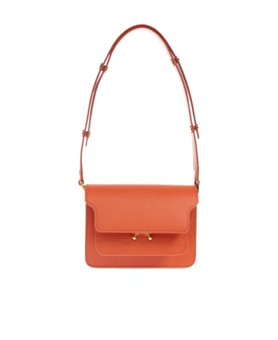 Marni Trunk Leather Crossbody Bag In Red
