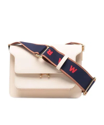 Marni Trunk Leather Shoulder Bag In Nude