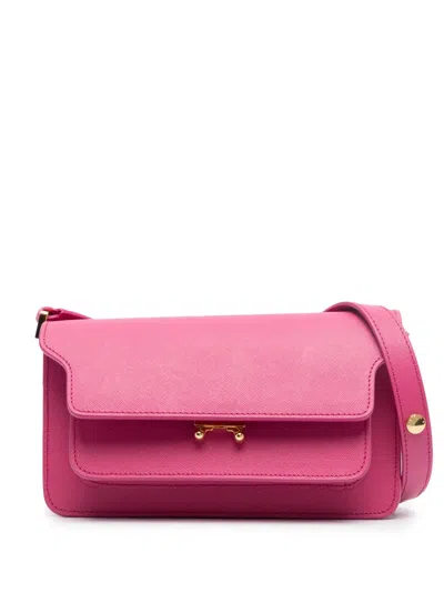 Marni Textured-finish Leather Shoulder Bag In Pink