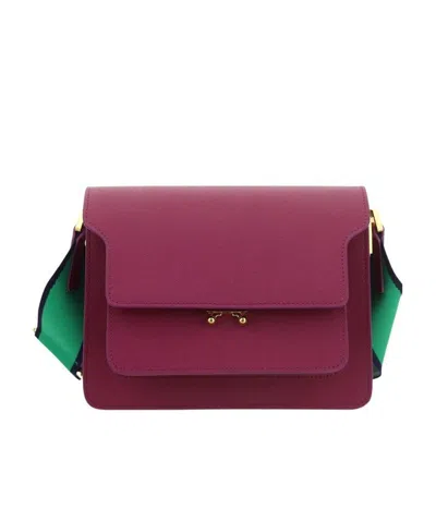 Marni Trunk Leather Shoulder Bag In Red