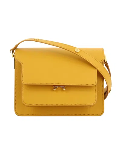Marni Trunk Leather Shoulder Bag In Yellow