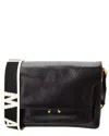 Marni Trunk Medium Leather Shoulder Bag In Black