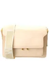 Marni Trunk Medium Leather Shoulder Bag In White