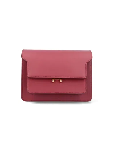 MARNI MARNI "TRUNK" MEDIUM RED LEATHER CROSSBODY BAG
