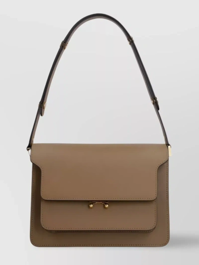 Marni Trunk Bag In Mono-coloured Saffiano Calfskin In Brown