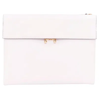 Pre-owned Marni Trunk Smooth White Calfskin Gold Hardware Envelope Flat Clutch Bag