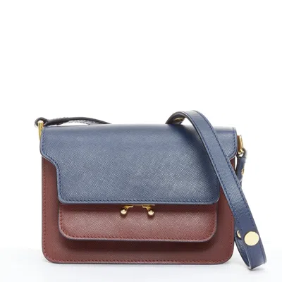 Marni Trunk Textured Leather Crossbody In Red