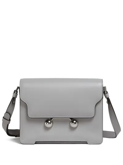 Marni Medium Trunkaroo Leather Shoulder Bag In グレー