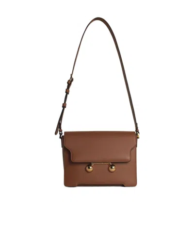 Marni Trunkaroo Foldover Top Medium Shoulder Bag In Brown