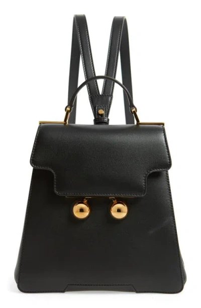 Marni Trunkaroo Leather Backpack In 00n99 Black