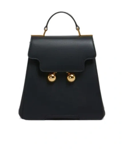 MARNI BLACK LEATHER TRUNKAROO BACKPACK