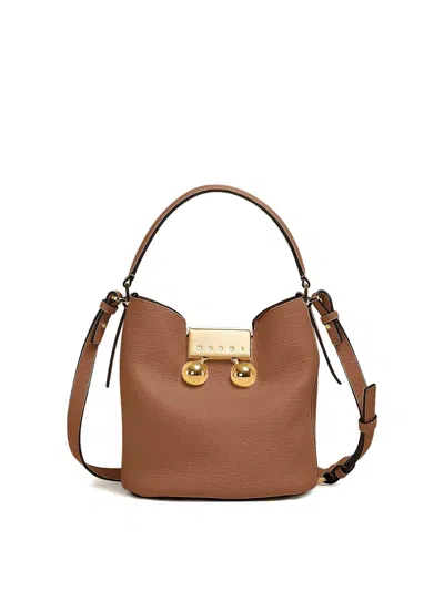Marni Trunkaroo Leather Bag In Brown