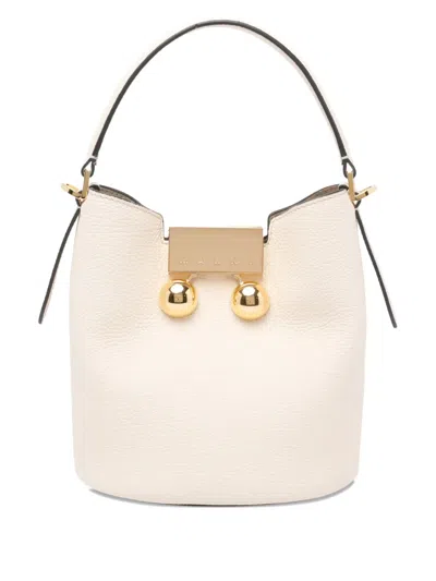 Marni Trunkaroo Leather Bucket Bag In Neutral