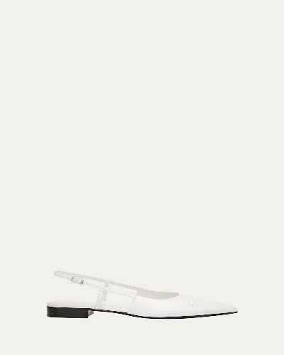 Marni Trunkaroo Leather Pointed-toe Slingback Flats In White