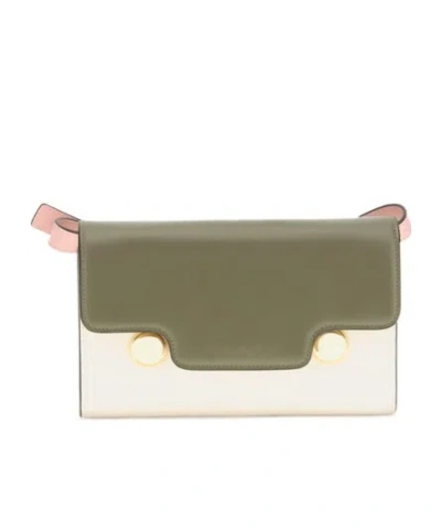 Marni Trunkaroo Logo Debossed Shoulder Bag In Green