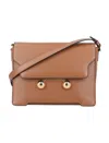 Marni Brown Leather Trunkaroo Medium Shoulder Bag In Moca Light Brown
