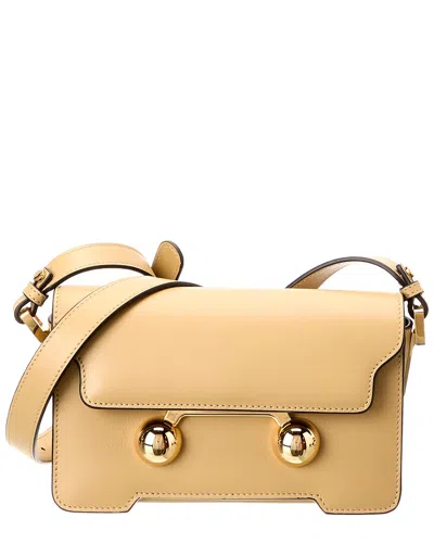 Marni Trunkaroo Mini Leather Shoulder Bag In Beige