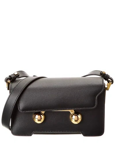 Marni Trunkaroo Mini Leather Shoulder Bag In Black