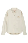 Marni Trunkaroo Plaque Embellished Denim Overshirt In Bone