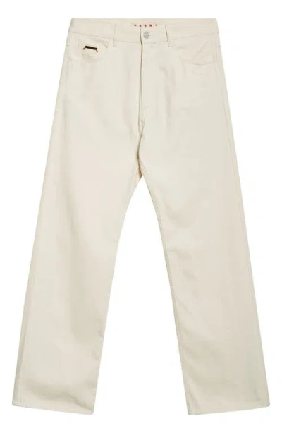 Marni Trunkaroo Plaque Wide Leg Jeans In 00w08 Bone
