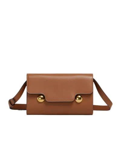 Marni Light Brown Leather Trunkaroo Clutch
