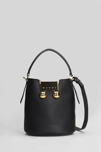 Marni Trunkaroo Shoulder Bag In Black Leather
