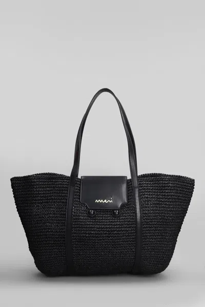 Marni Trunkaroo Tote In Black Raffia