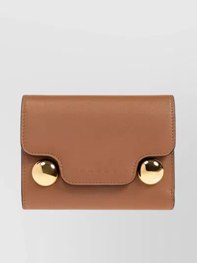 Marni Trunkaroo Tri-fold Wallet Foldover Top In Brown