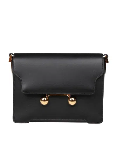 Marni Trunkaroon Calfskin Shoulder Bag In Black