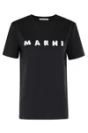 Marni Contrast Logo Crew Neck T-shirt In Black