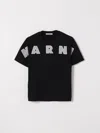 Marni Jersey T-shirt With Logo Embroidery Kids In Black