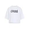 Marni Short Sleeve Boxy Crop Top In White
