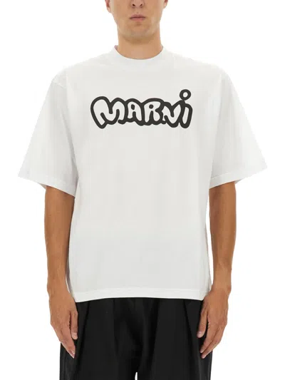 Marni Tshirt With Print In White