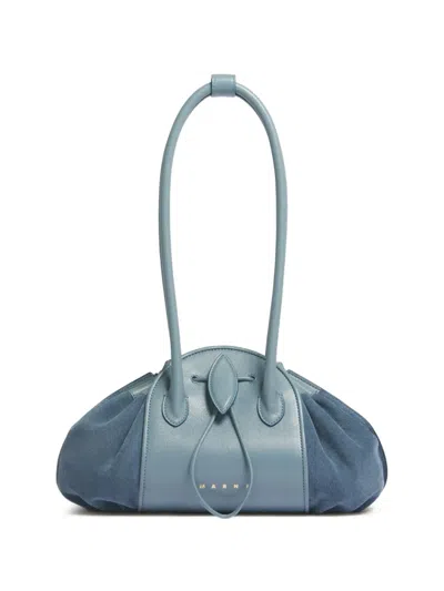 Marni Tulipea Drawstring Top-handle Shoulder Bag In Blue