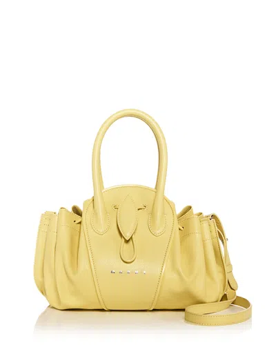 Marni Tulipea Leather Shopper Bag In Yellow