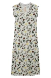 Marni Tulips & Hares Ruffle Satin Midi Dress