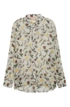 Marni Tulips & Hares Sheer Chiffon Button-up Shirt In Neutral