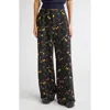 Marni Floral-print Wide-leg Trousers In Black