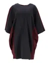 Marni Tunic Dress In Navy Blue And Burgundy Acrylic In Black