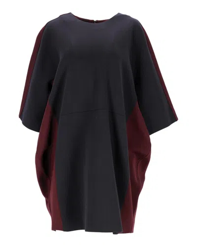 Marni Tunic Dress In Navy Blue And Burgundy Acrylic In Black
