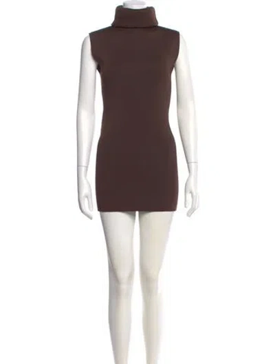 Pre-owned Marni Turtleneck Mini Dress In Brown