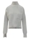 Marni Turtleneck Pocket Sweater In Gray