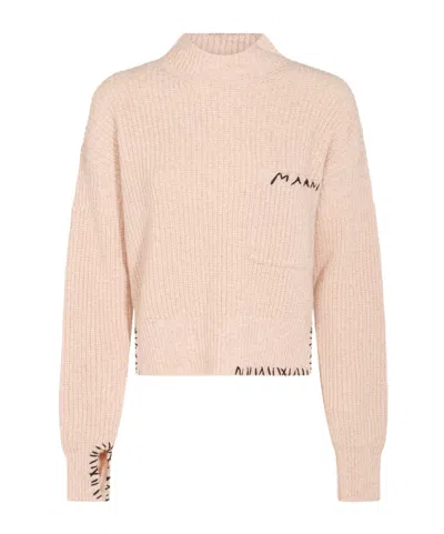 MARNI MARNI LOGO EMBROIDERED KNITTED JUMPER