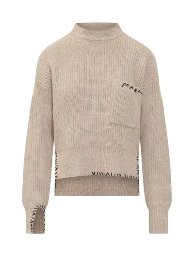 Marni Turtleneck Sweater In Neutral
