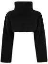Marni Cropped Wool Turtleneck Sweater In Black