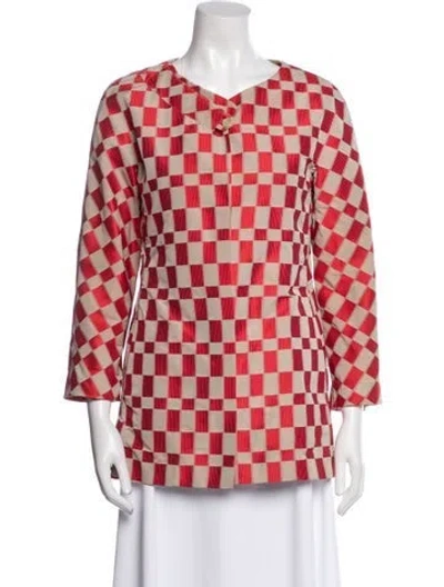 Pre-owned Marni Tweed Pattern Blazer In Red