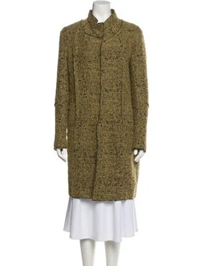 Pre-owned Marni Tweed Pattern Faux Fur Coat In Yellow