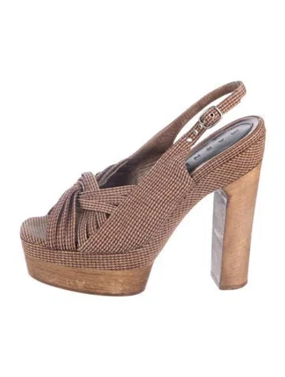 Pre-owned Marni Tweed Pattern Sandals In Brown/neutrals