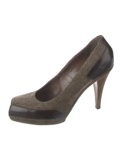 Pre-owned Marni Tweed Tweed Pattern Pumps In Brown
