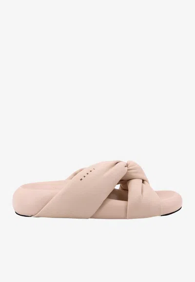 Marni Twisted-bands Padded Leather Sandals In Pink